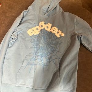 Spider hoodie light blue young thug size large rhinestone